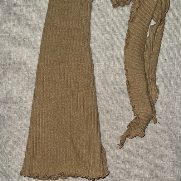 Brown Ribbed Tie-Front Top - Picture 3 of 3